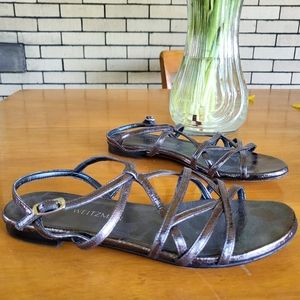 Stuart Weitzman pewter flat sandals